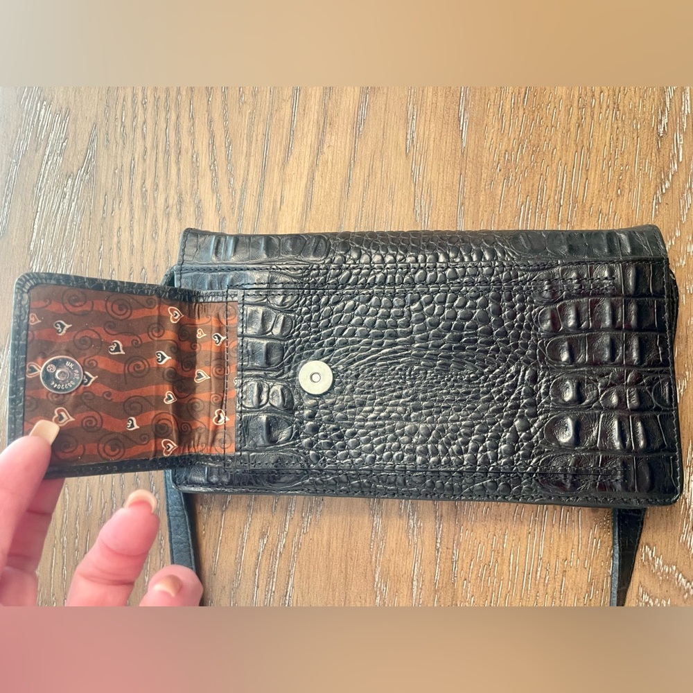 Brighton Black Croc-Embossed Crossbody Bag - Picture 9 of 11